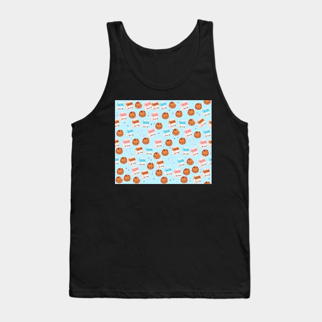 Cookies and Milk on Blue Tank Top by FrostedSoSweet